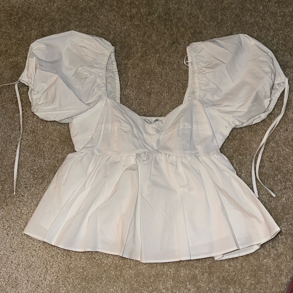 English Factory puff sleeve cropped blouse